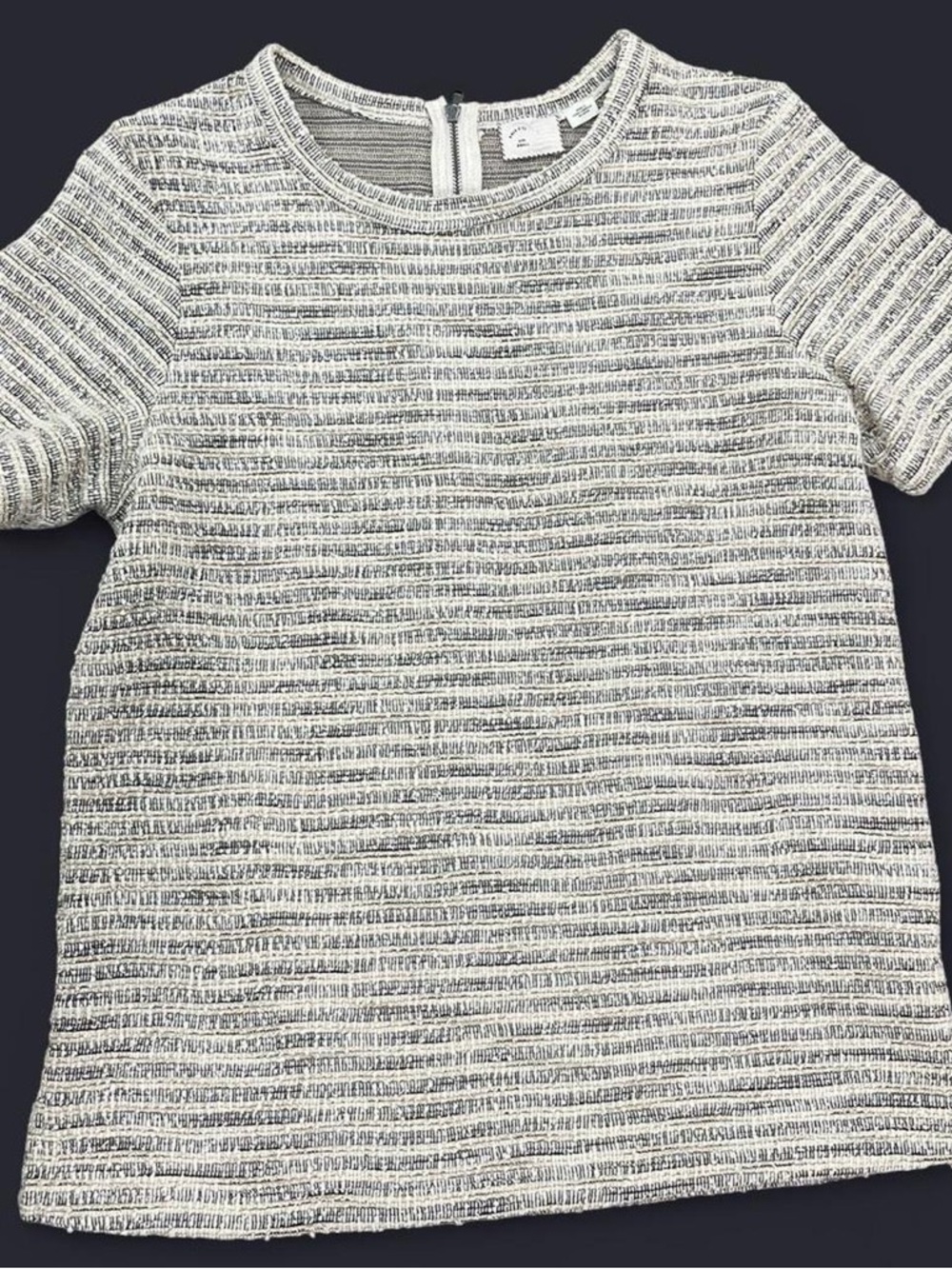 Anthropologie Post Mark Blouse Womens Small Tweed Metallic Career Exposed Zip
